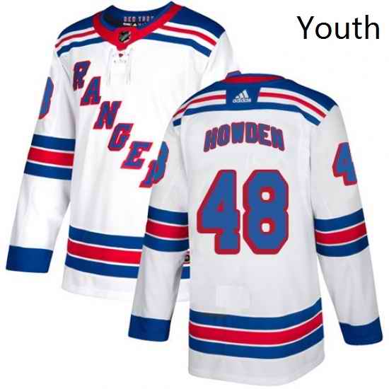 Youth Adidas New York Rangers 48 Brett Howden Authentic White Away NHL Jersey